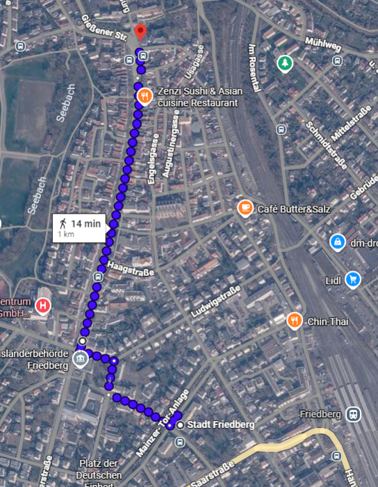 Es brennt - Streckenverlauf Friedberg