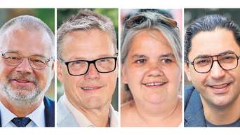 Bürgermeisterwahl in Friedberg es treten an Dirk Antkowiak (CDU) Markus Fenske (Grüne) Anja-el-fechtali (Linke) + kjetil Dahlhaus (Unabhängig)